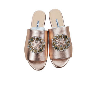 Charles David Jeweled Leather Slide Soleil Rose Color Size 6 Medium